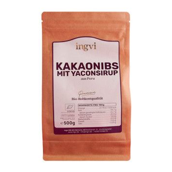 Kakaonibs mit Yacónsirup